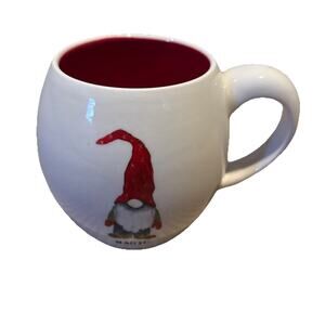 Rae Dunn "MAGIC" Christmas Holiday Gnome Ivory Mug With Red Interior GREAT SHAPE